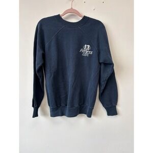 Vintage 80s Pannill Navy Blue Fitness USA Logo Sweatshirt Faded Medium